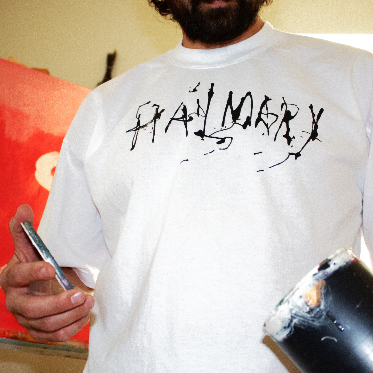 Hailmary x Loosebrain Paint Drip Tee (White)